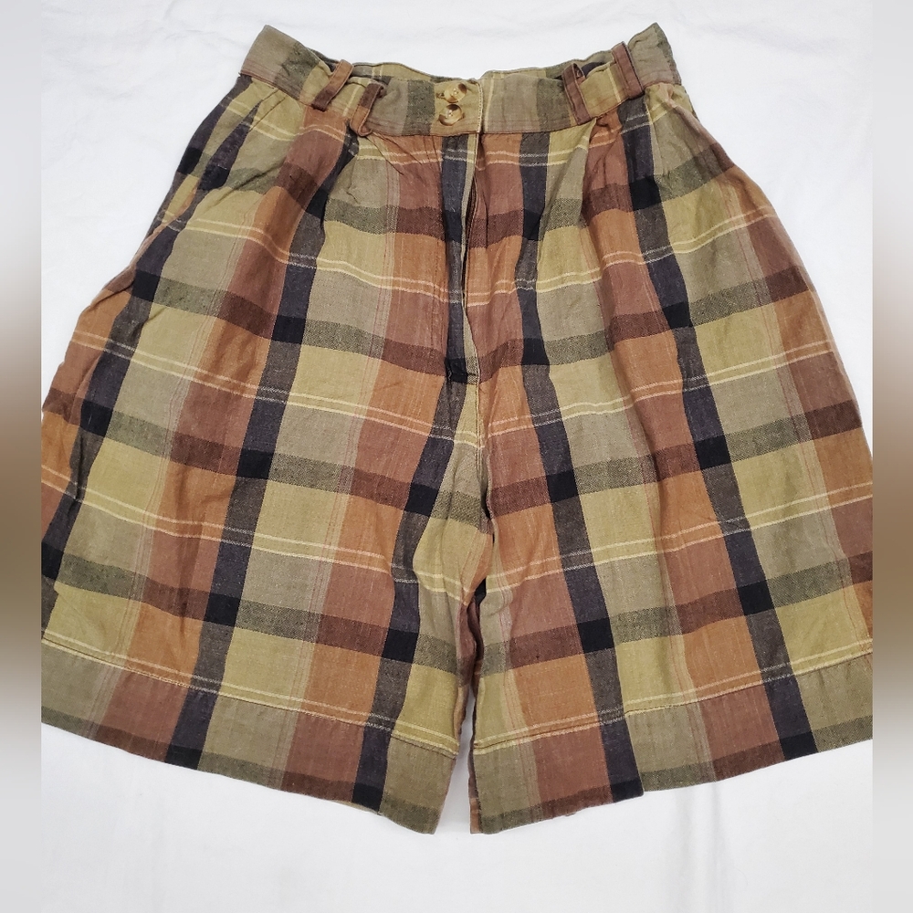 Vintage 90s Bravo Nepal Cotton Plaid Shorts Men’s Boho Pleated Dad Skater Unisex